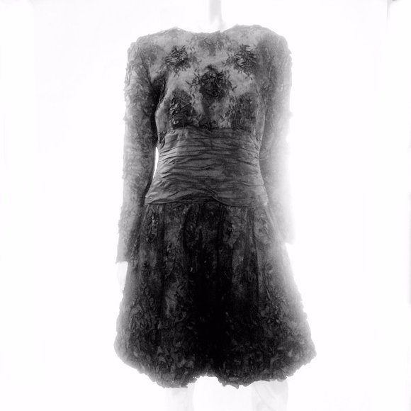 Ruben Panis Vtg Lace Evening Cocktail Midi Dress - Picture 11 of 16